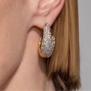 NEW Solanales Crystal Sculpted Hoop Earrings Alexis Bittar Two Tone JL19